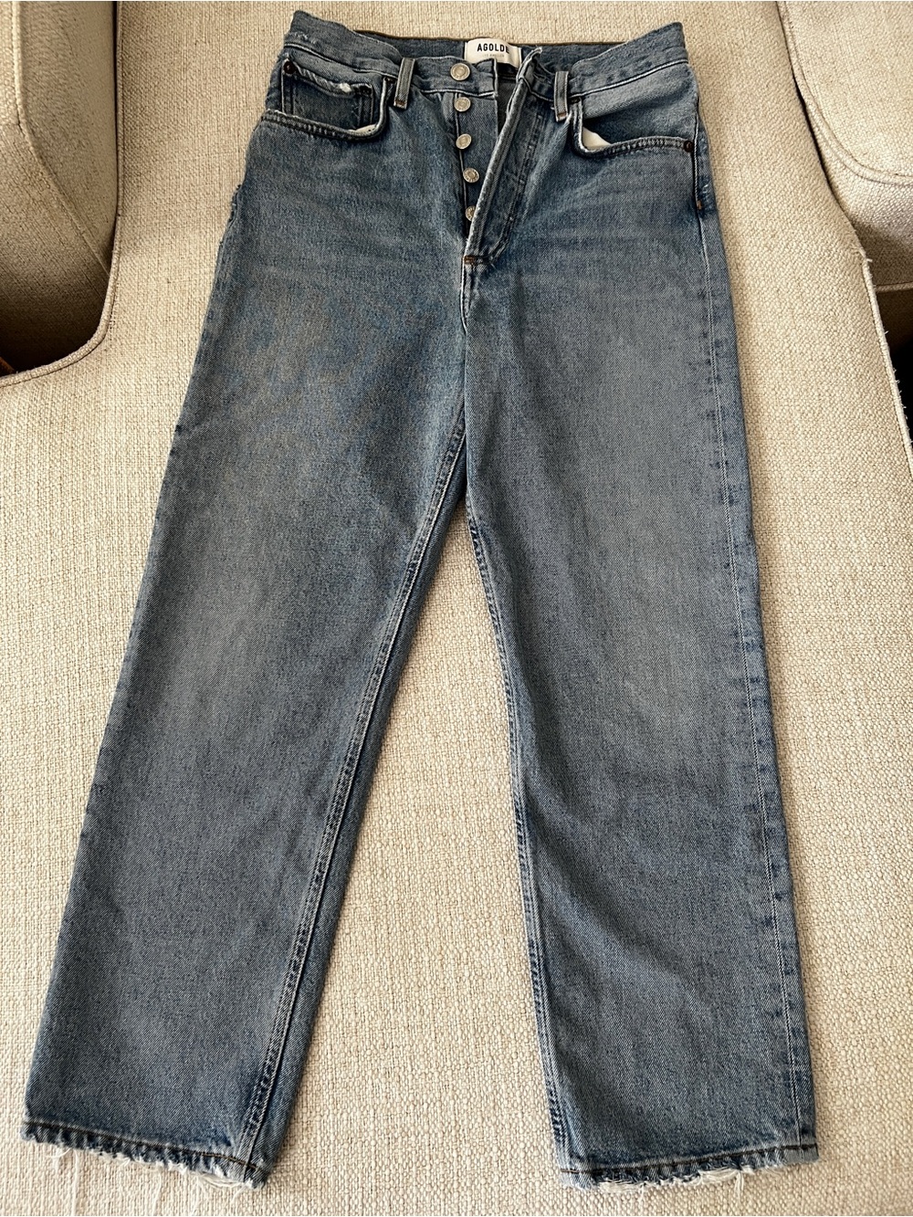 AGOLDE Women’s High-Rise Blue Jeans (lightly distressed) size 24